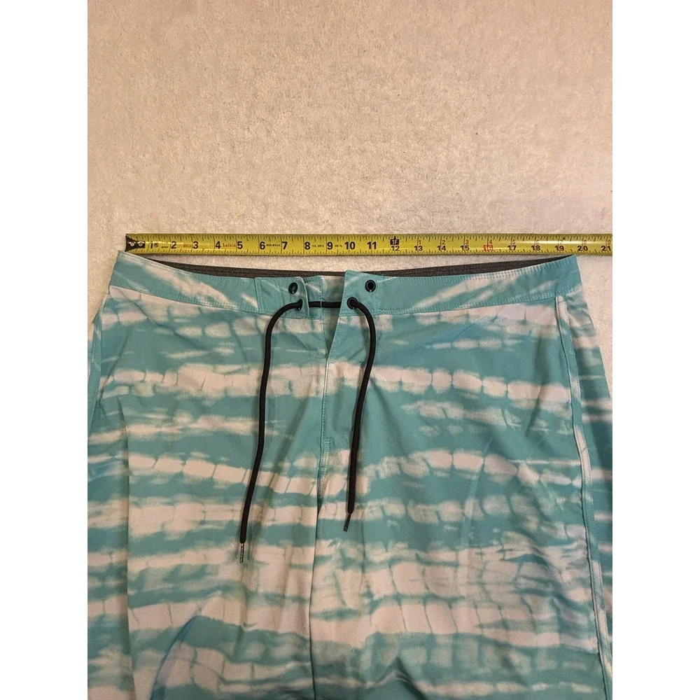 Hurley Mens Teal White Tie Dye Board Shorts Swim Trunks Size 38 Surf‎ Beachwear